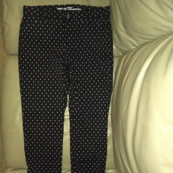 Gap City Khaki Ankle Pants Black White Pindots Size 6 EUC! - Picture 3 of 6